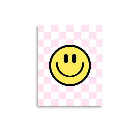 pink retro smiley poster