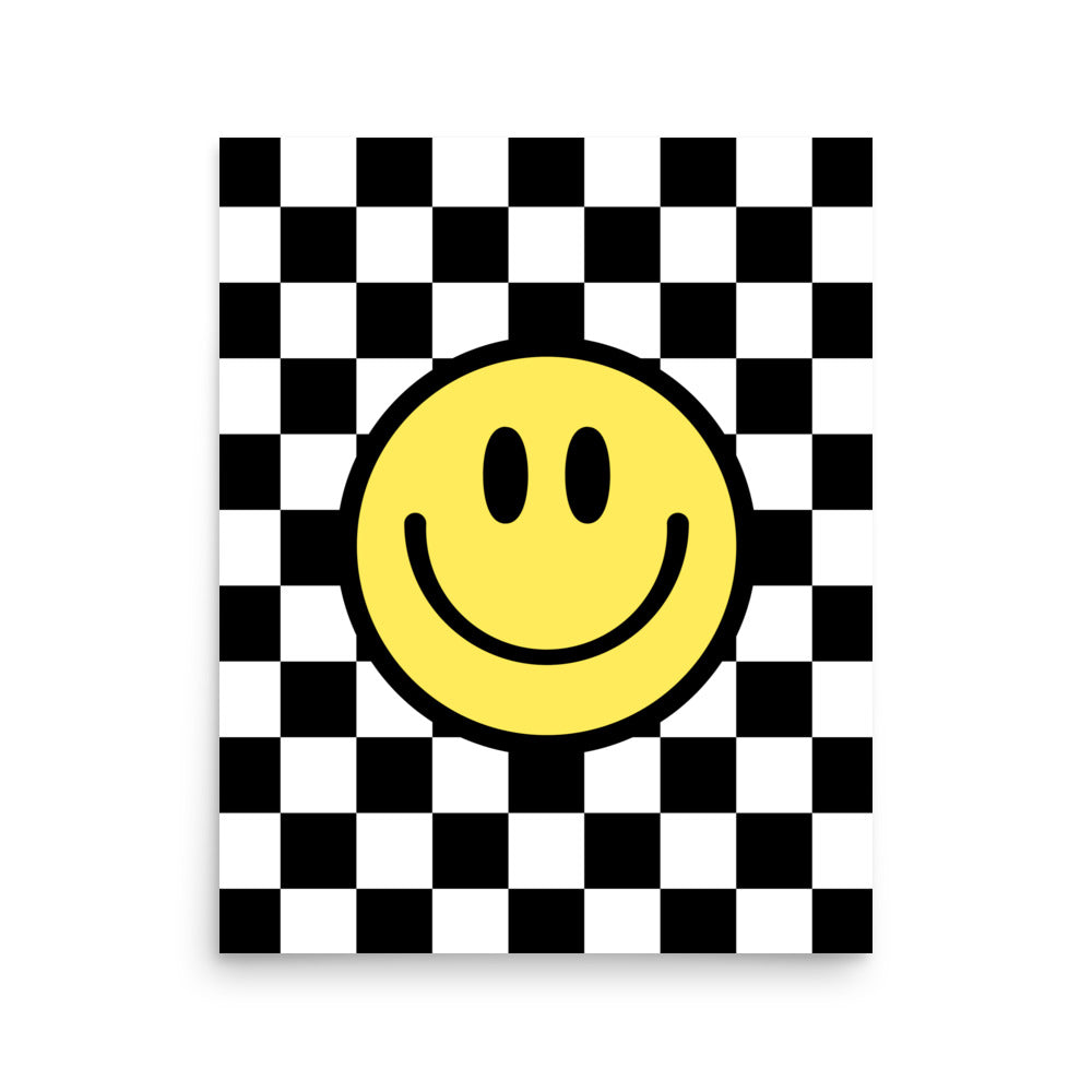 checker smiley face poster