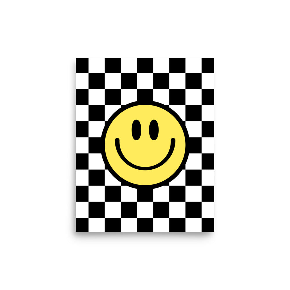 checker smiley face poster